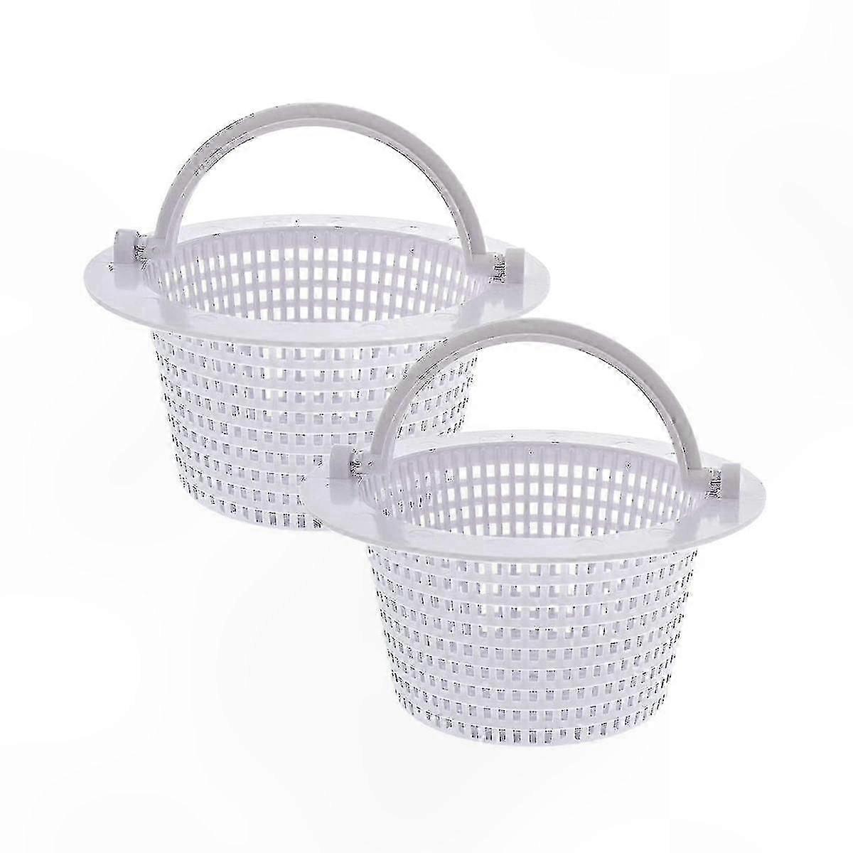 Pool Skimmer Basket Replacement with Handle, 2-Pack for Above-Ground Pools, Thru-Wall Design