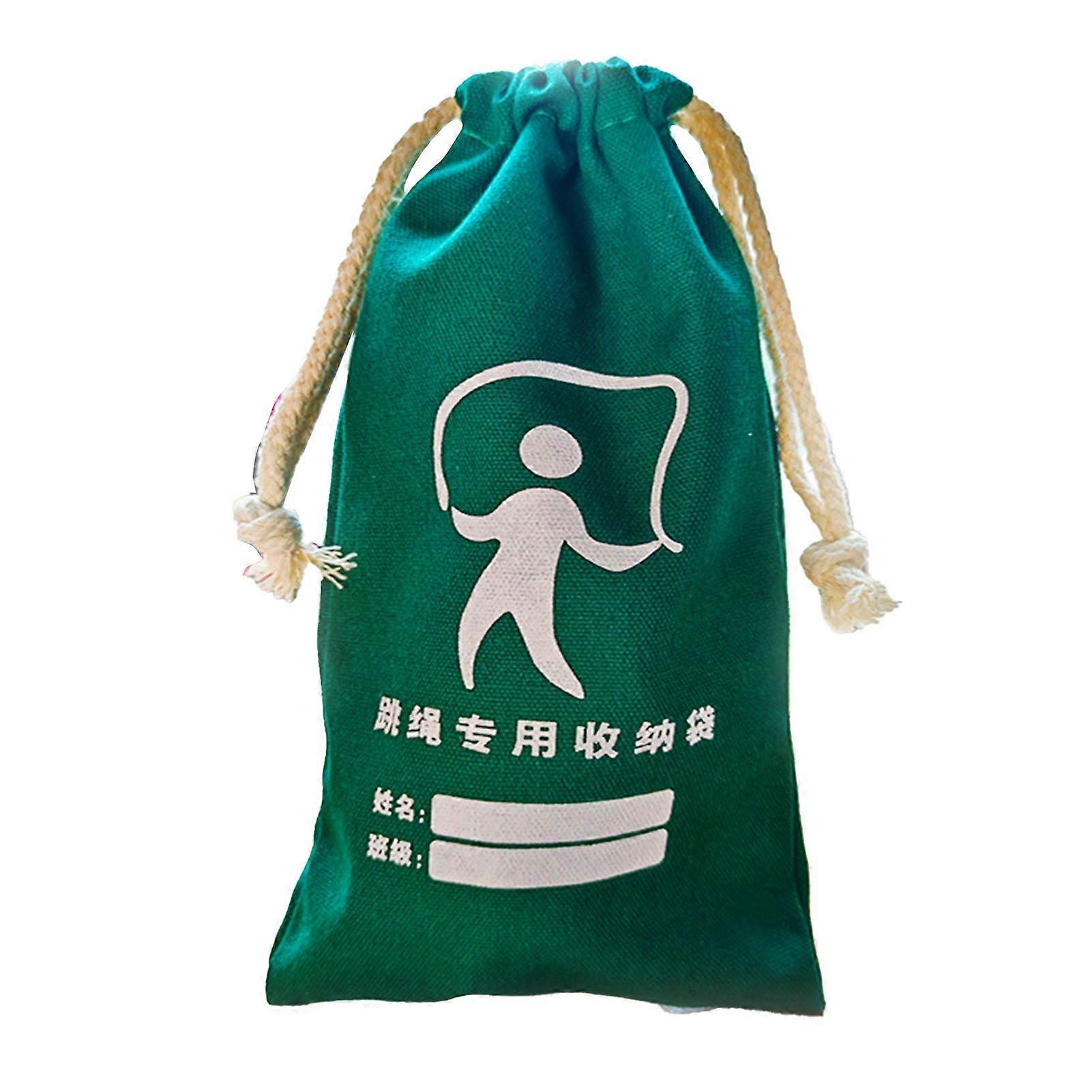 Elementary School Jump Rope Storage Bag Mini Canvas Drawstring Bag Cute Drawstring Pouch Green