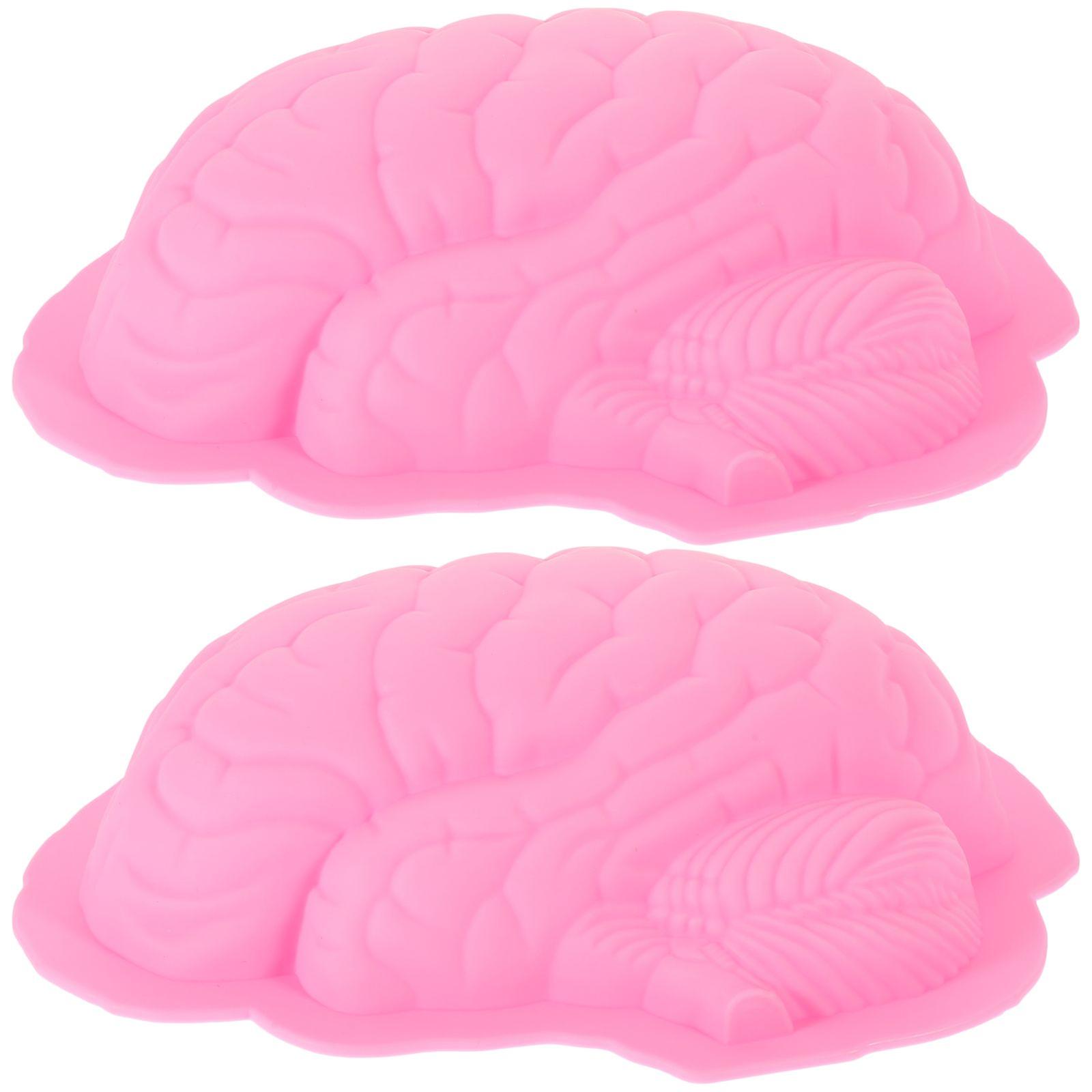 2pcs Brain Shaped Halloween Cake Mould Baking Tools Creative Baking Tools (Pink)
