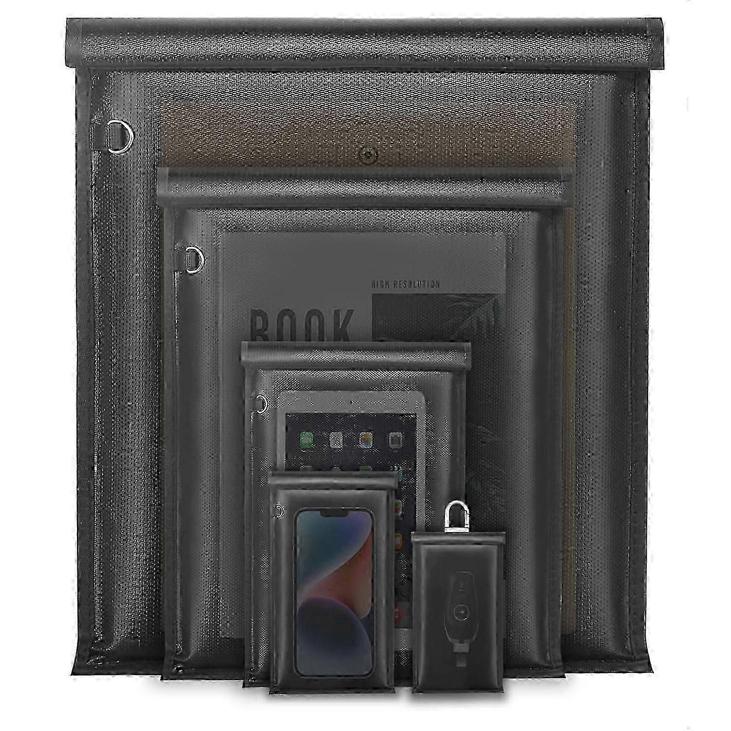 5-Pack Faraday Signal Blocking Bags for Secure Protection of Laptops, Tablets, and Mobile Phones