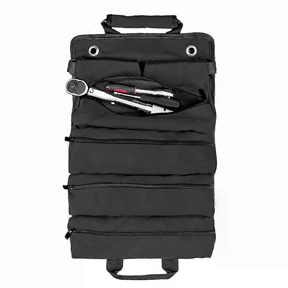 Professional Multi-Purpose Tool Bag High-Quality Canvas Roll Organizer with Multiple Pockets for Hardware Small Tool Car Aid Kit