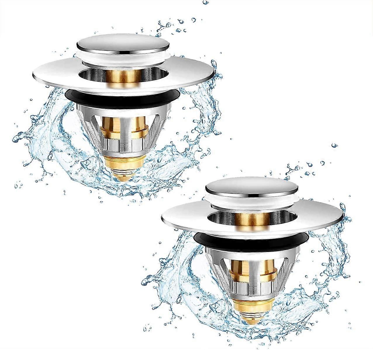 2 Pieces Anti-Clog Drain Filter, Rinse Strainer Spring Core Pop Up Drain Plug, Universal Countertop