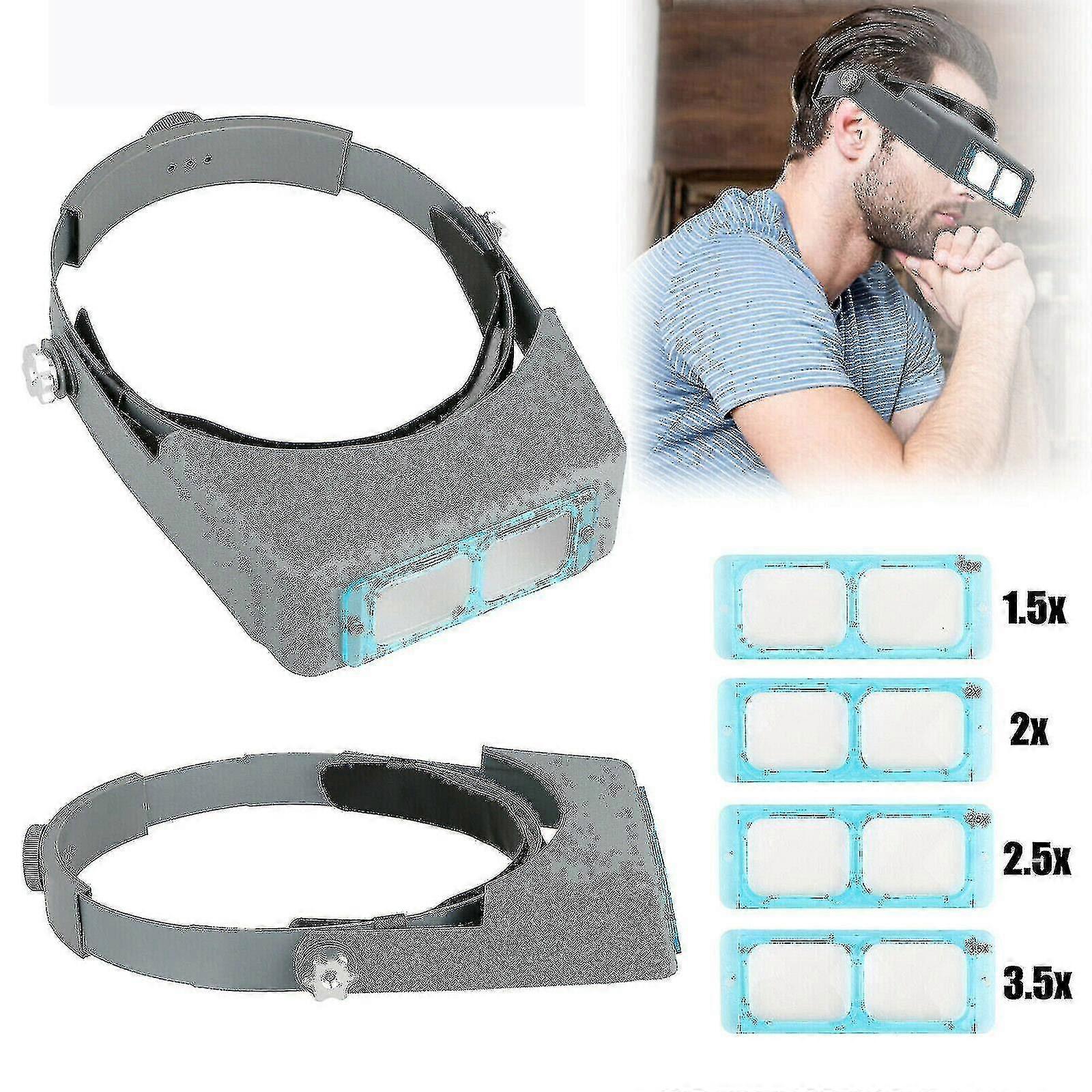 Headband Magnifier with 4 Interchangeable Lenses for Detailed Tasks