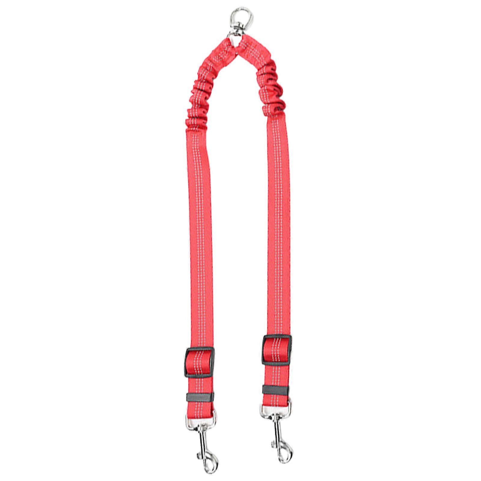 Double Ended Pet Leads For 2 Dog Tear Resistant Nylon Secure Clip Fatigue Reducing Walking Rope for Various Breeds Red