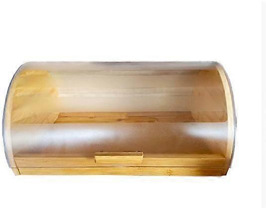 Bamboo Bread Box: Space Saving Rustic Roll-Top Storage Bin Farmhouse Style Bread Keeper for Countertop - Store Cake and Baked Goods Khaki