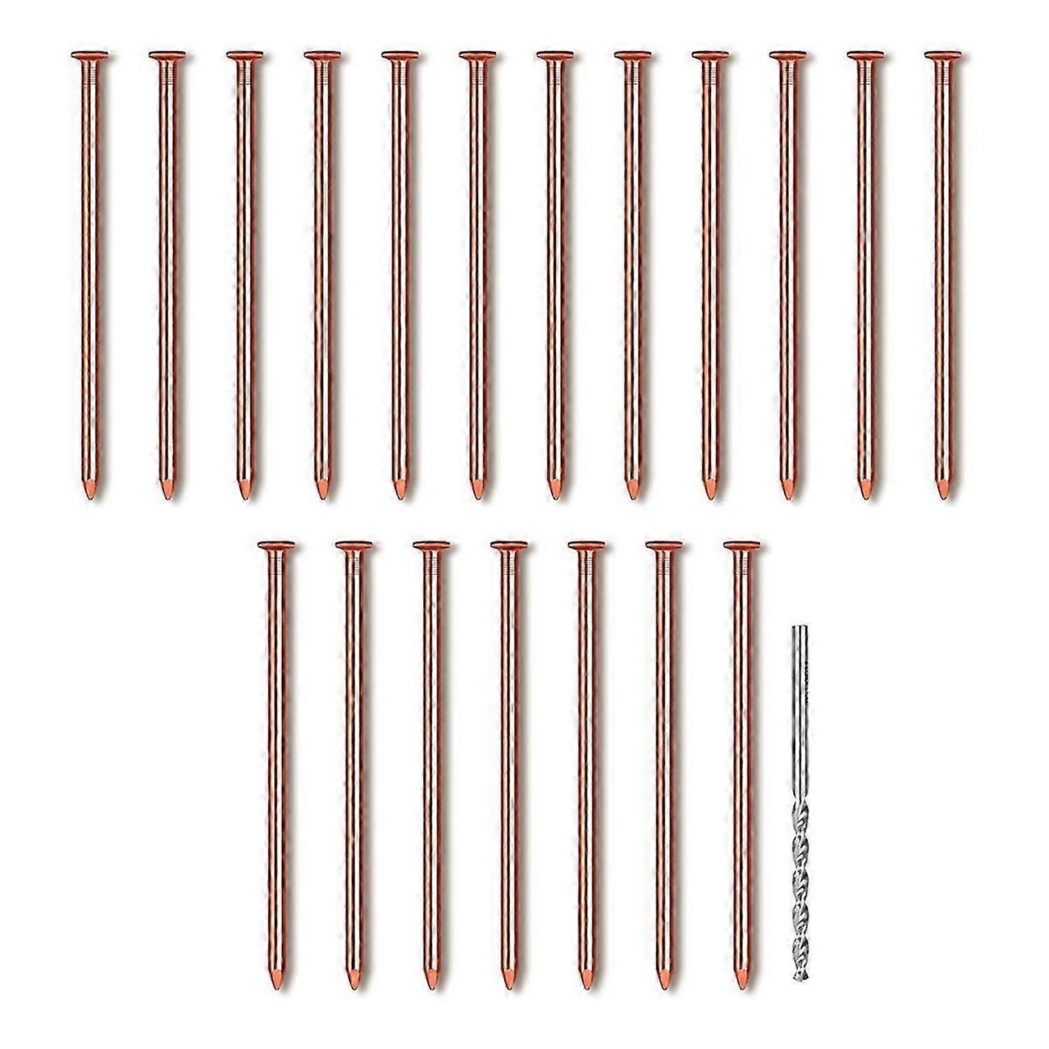 25Pcs Copper Nails,3.14 In Long Pure Copper Nails Bulk with Drill Bit