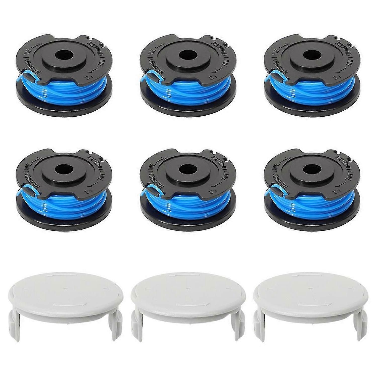 6pcs Lawn Mower Trimmer Coils with 3-Coil Caps for LTR 18-30