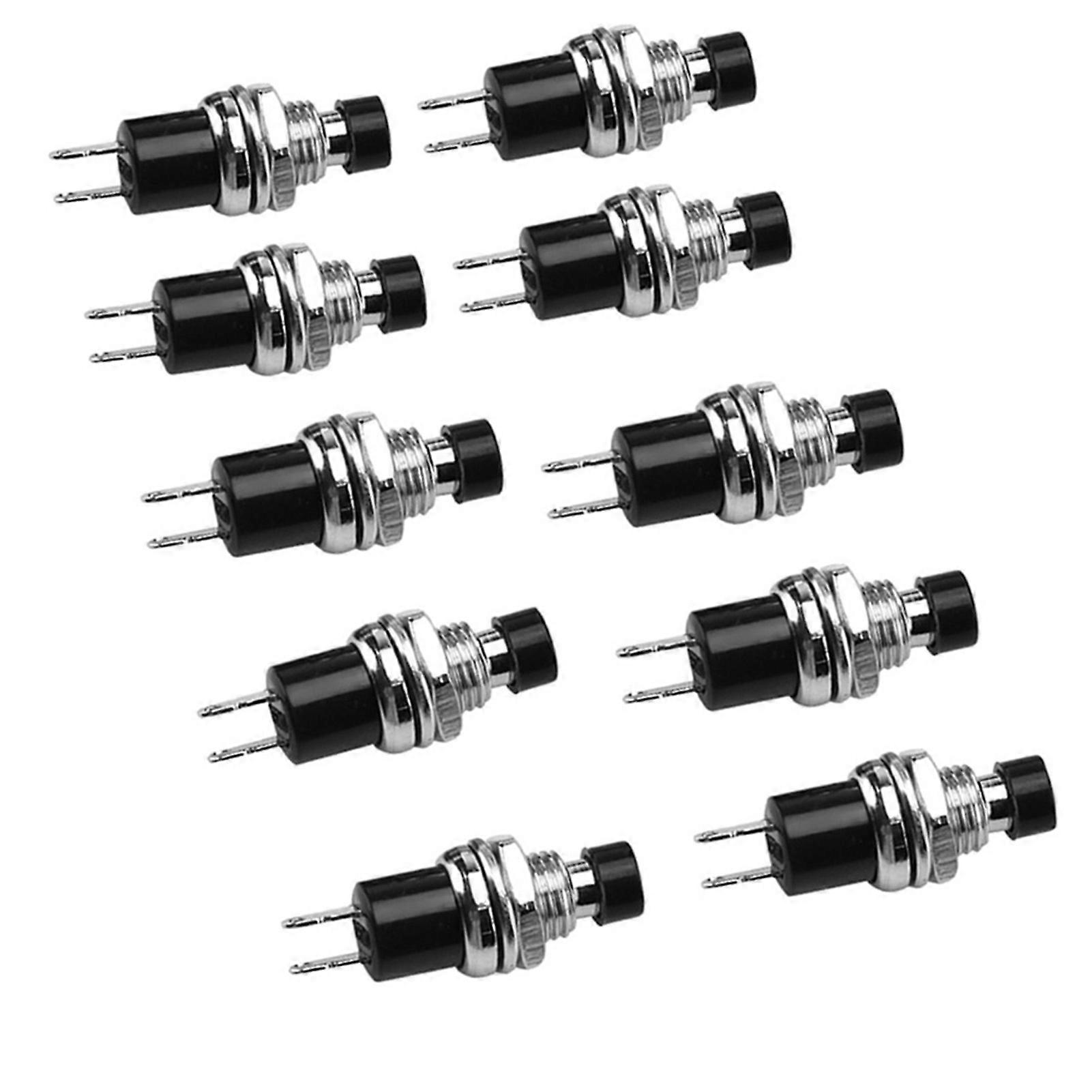 10Pcs PBS-110 Black Mini Lockless Momentary Push Button Switch