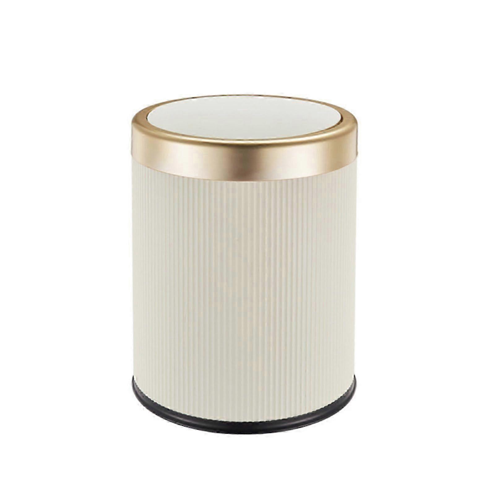 Round Trash Container Press Trash Can with Lid Solid and Easy to for Indoor Use Stylish Rubbish Bin 2025