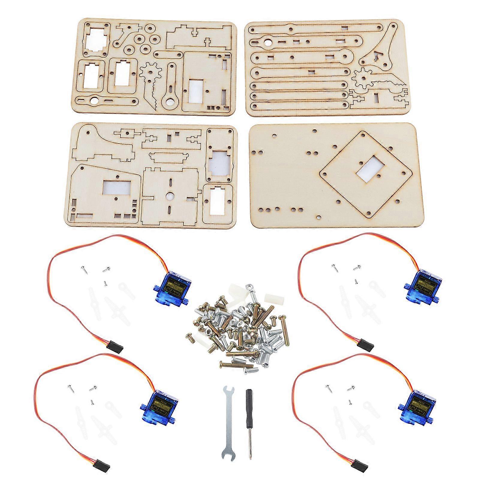 4 DOF Wood Robotic Mechanical Arm Sg90 Servo for RPi SNAM1500