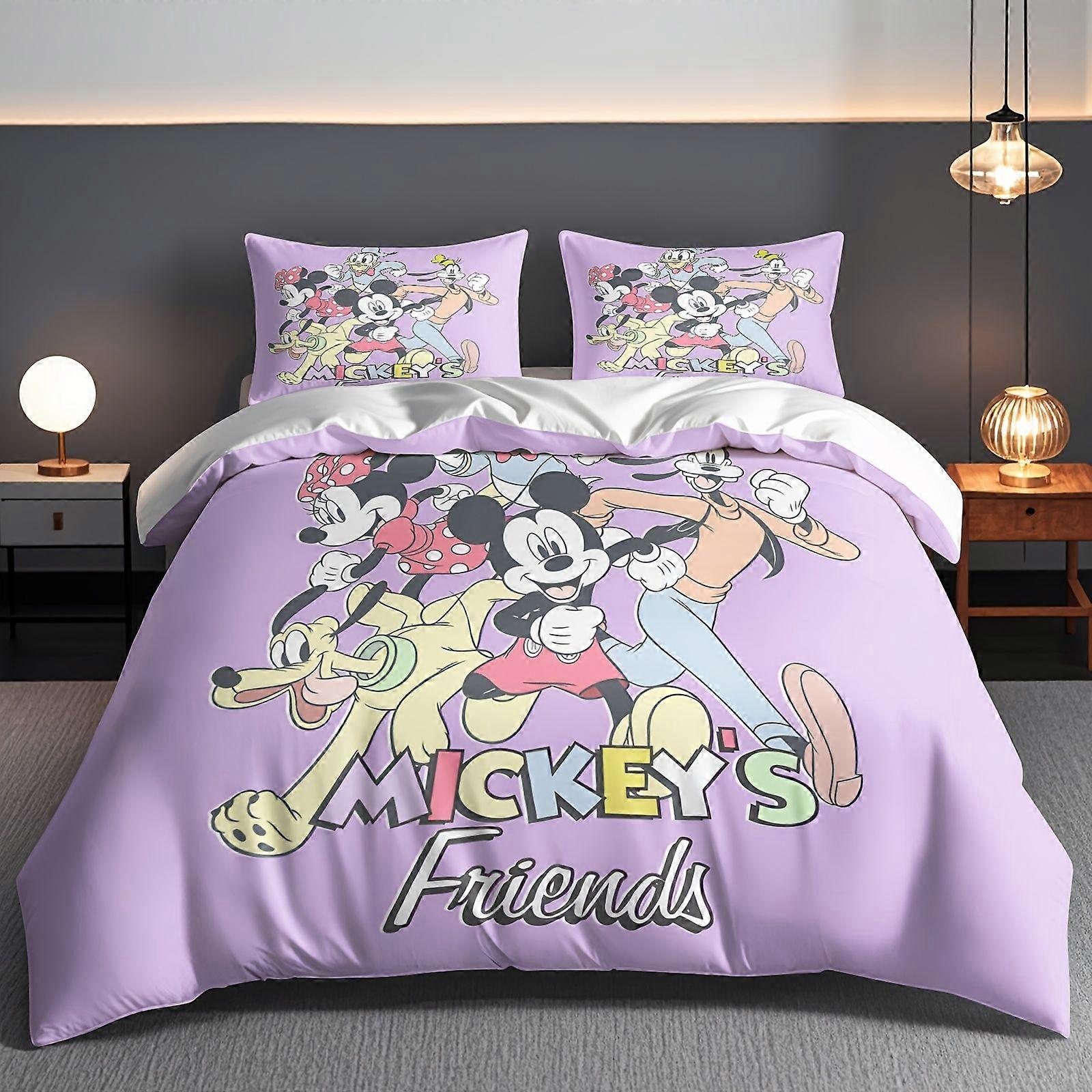TE1012 3pcs Mickey Mouse Cartoon Patterned bedding sets, quilt covers and pillowcases Soft and comfortable All seasons Use apartment bedr