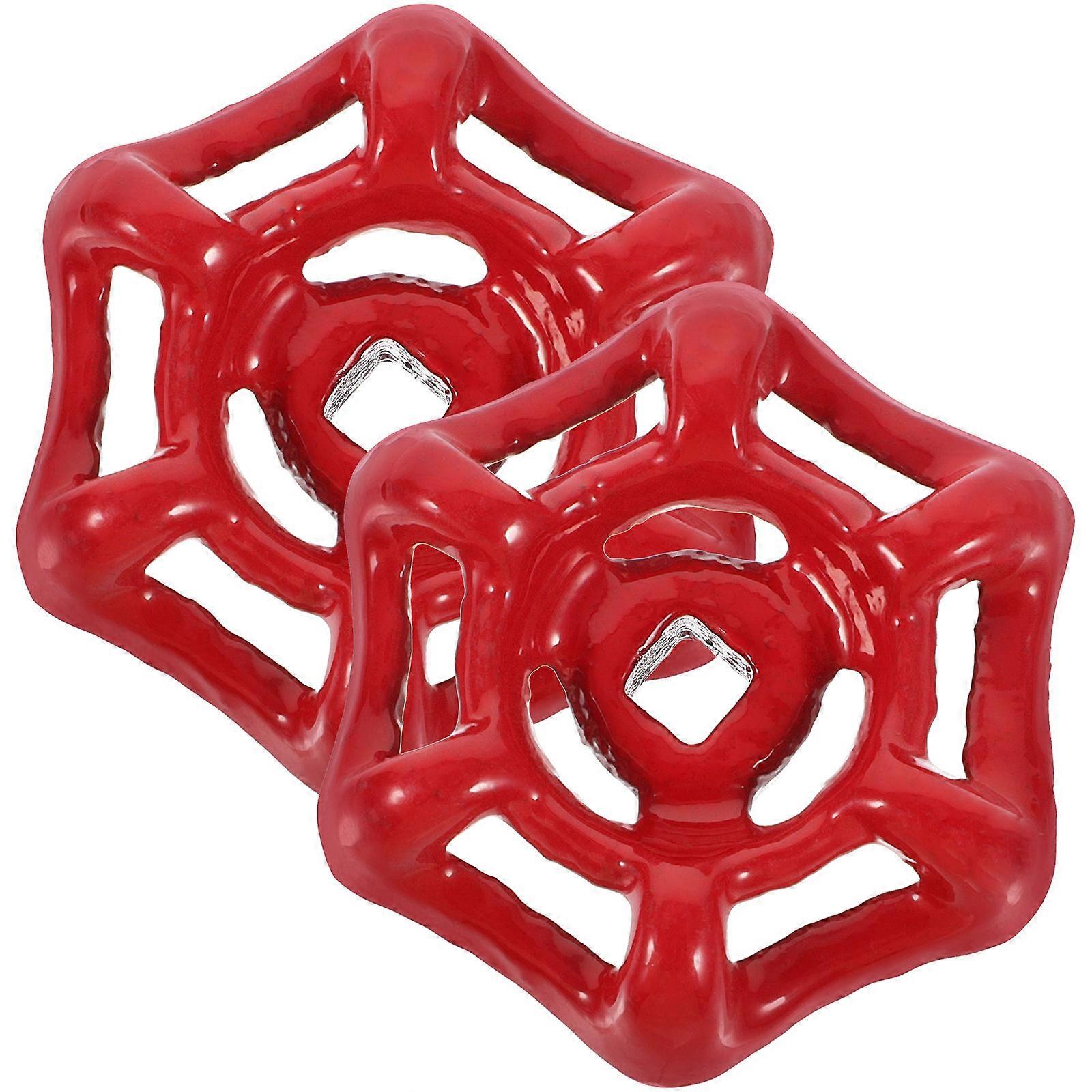 Water Spigot Handle Valve Wheel Handles Replacement 2Pcs Red Zinc Alloy