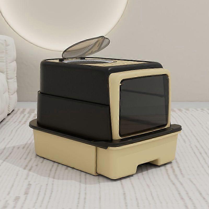 Large Enclosed Litter Box With Drawer Pull Out Design Anti-splash Odor Control Cat Toilet