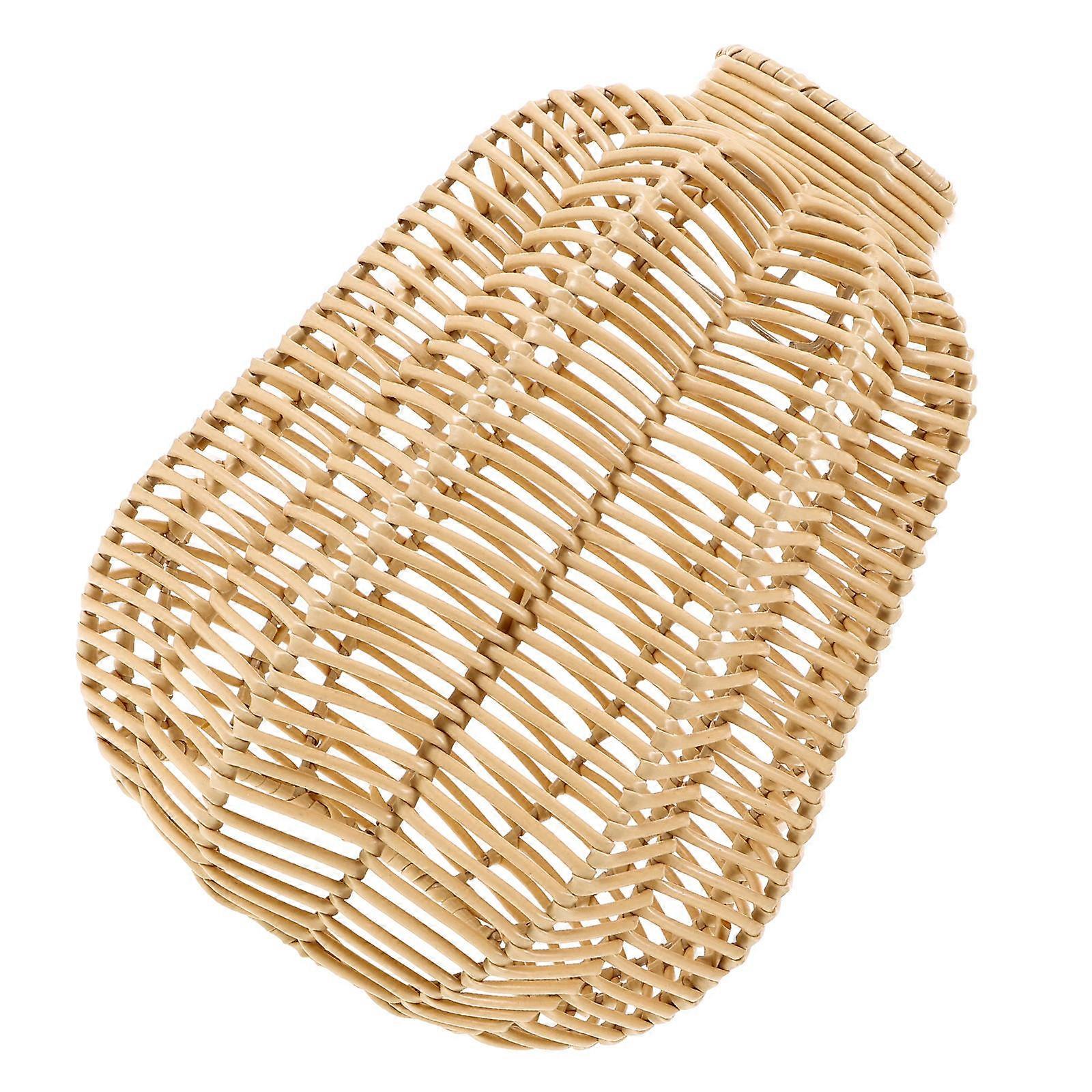 Light Diffusion Woven Round Rattan Pendant Lamp Shades for Bar Plastic Brown 1Pack