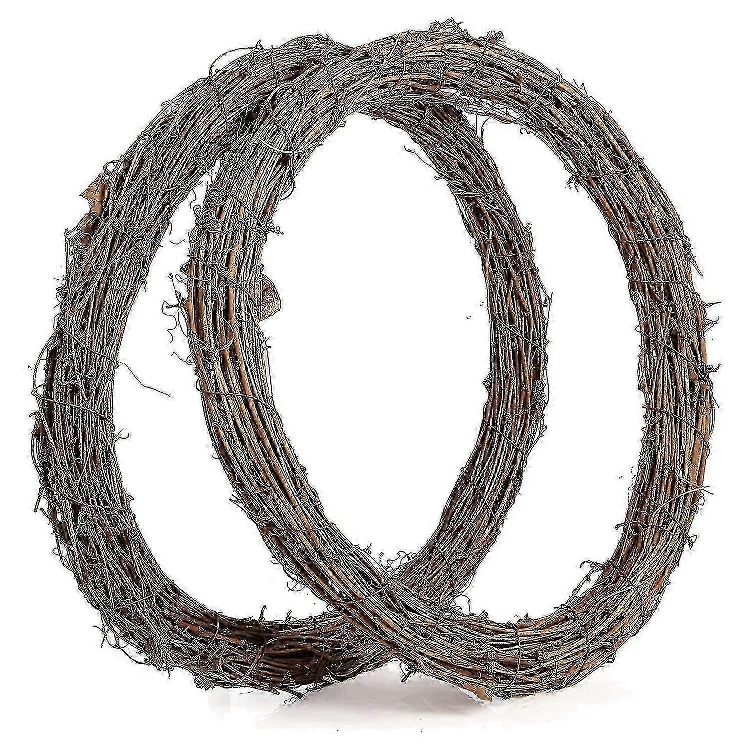 2 Pack 14 Inch Grapevine Rattan Wreaths for DIY Christmas Crafts, Holiday Home Door Wall Decorations