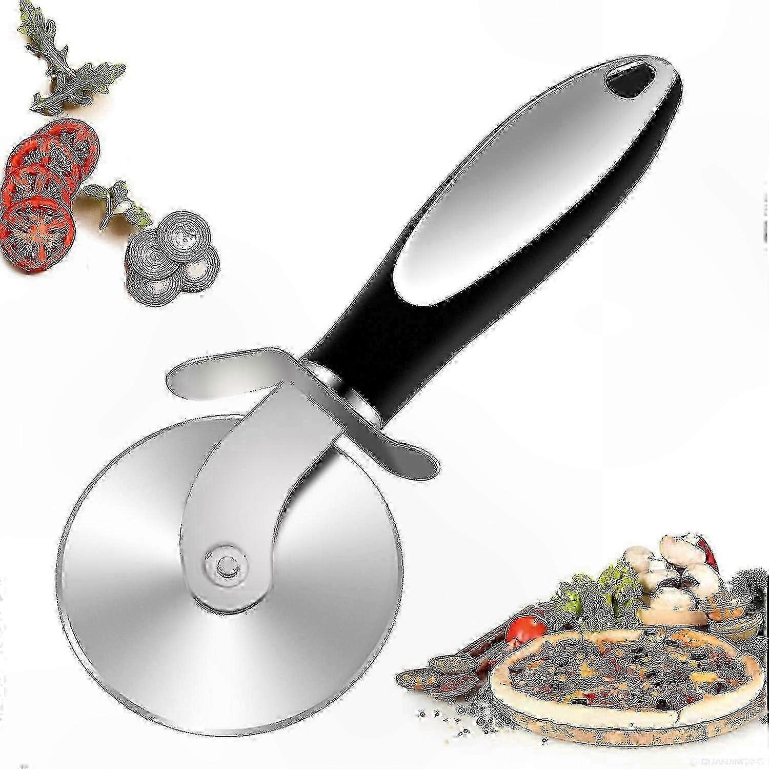 Stainless Steel Pizza Cutter with Finger Guard & Non-Slip Handle for Safe Slicing