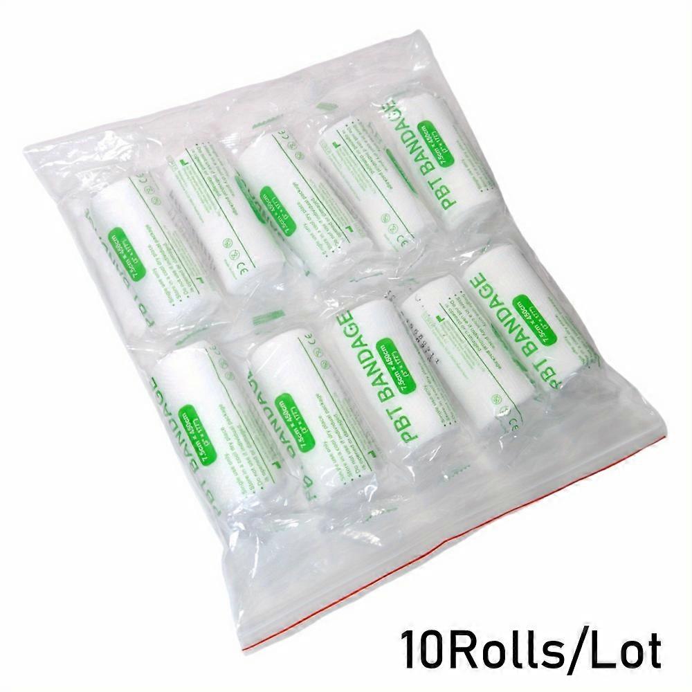 10Rolls/Lot Cotton PBT Elastic Bandage 3inches Medical Supply Conforming First Aid Gauze for Wound Dressing Emergency Care