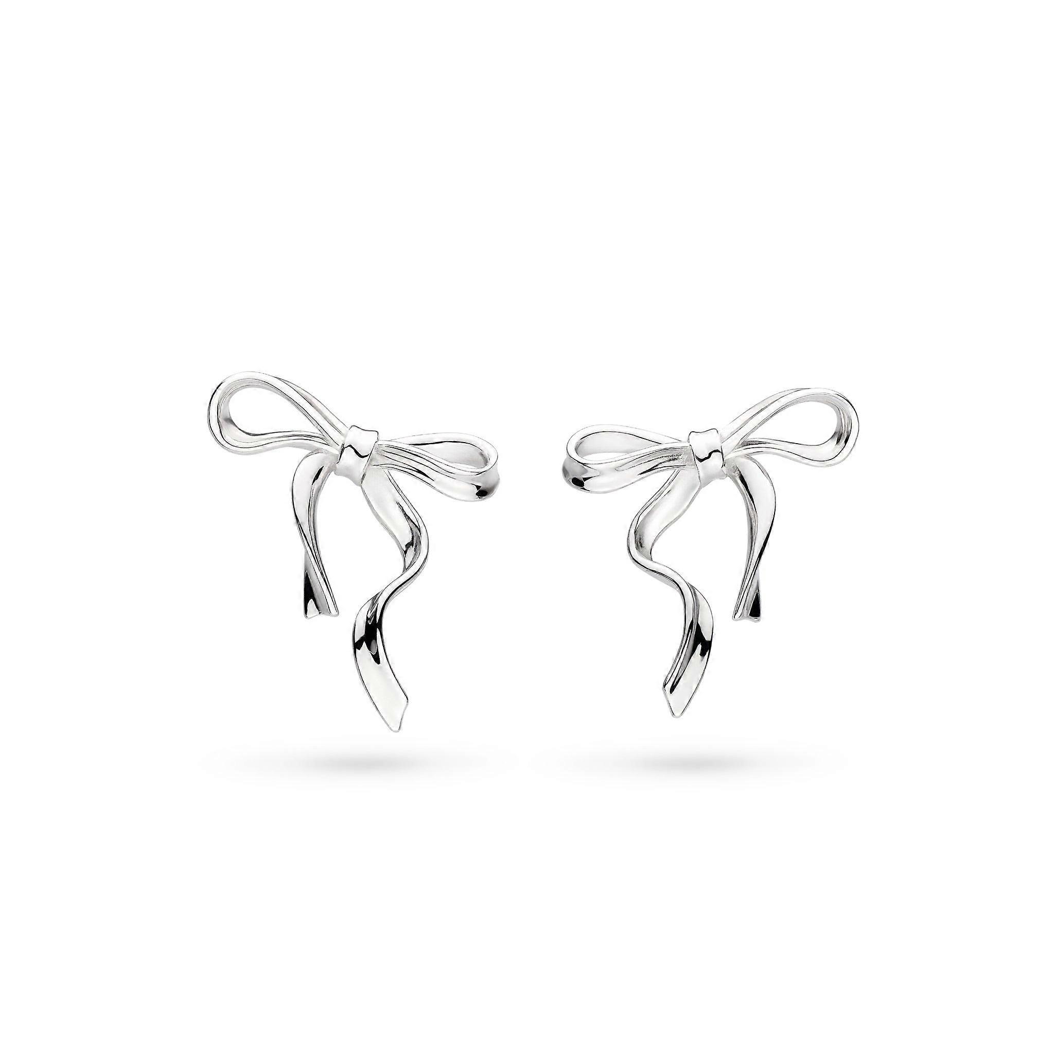 Kit Heath Serenity Ribbon Bow Rhodium Plated Stud Earrings 41188RP