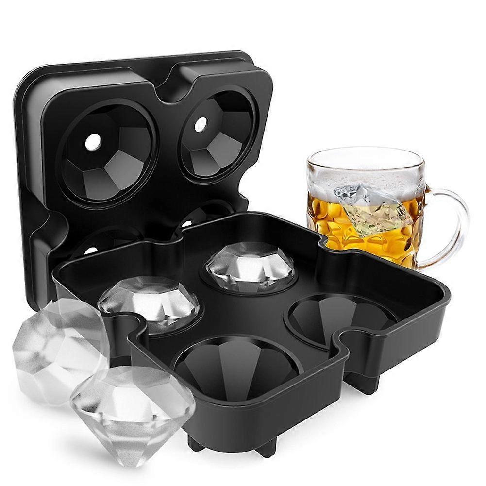4 Slots  DIY Diamond Shaped Ice Cube Cake Ice Making Mold (Black)