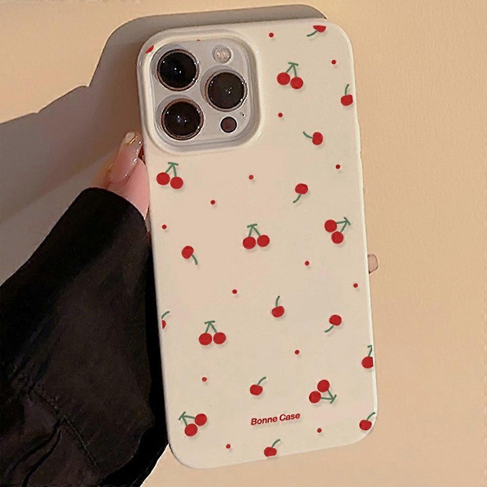 Compatible For iPhone 16 Pro Max Case Unique Cherry Pattern Printing TPU Phone Back Cover