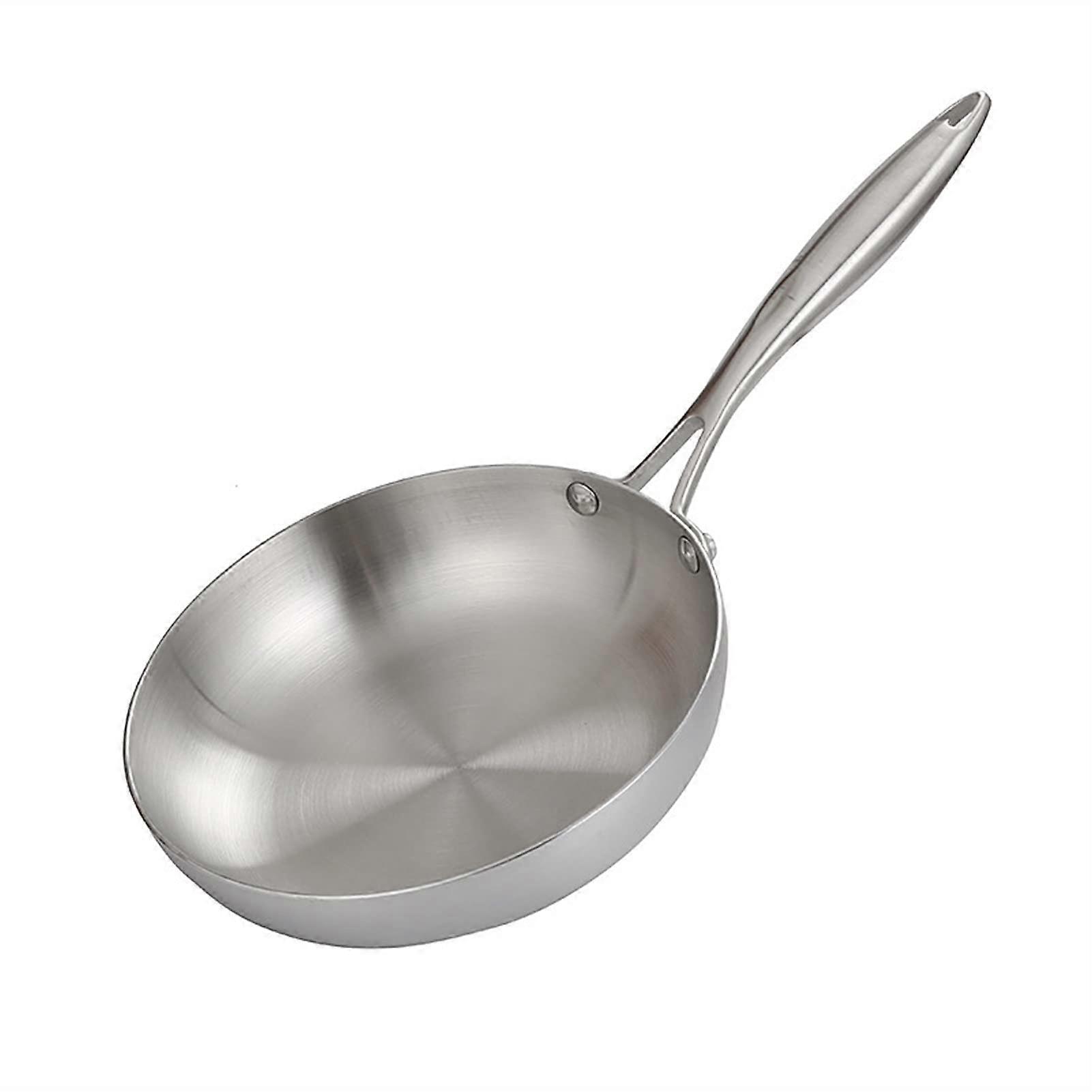304 Stainless Steel ThreeLayer Wok Pan InductionGas Compatible, FlatBottom Frying Pan Uncoated, 30cm and 24cm