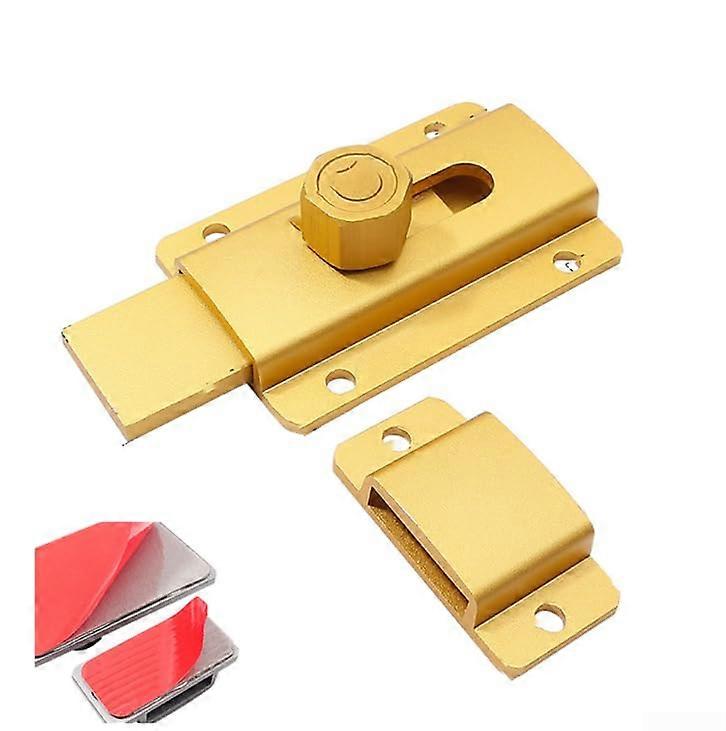 Aluminum Alloy Door Slide Bolt Latch With Sliding Design And Reinforced Base Gold For Home Office Cabinet Wardrobe Gate