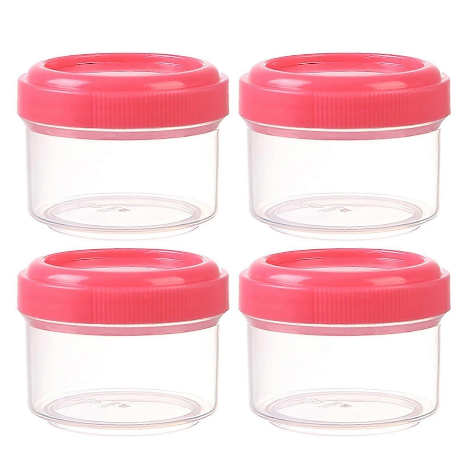 Mini Clear Plastic Jars 35ml Leakproof Lids 4PCS Round Refillable Storage Containers for Home Kitchen Organizing 4.5x4.5x3.5cm