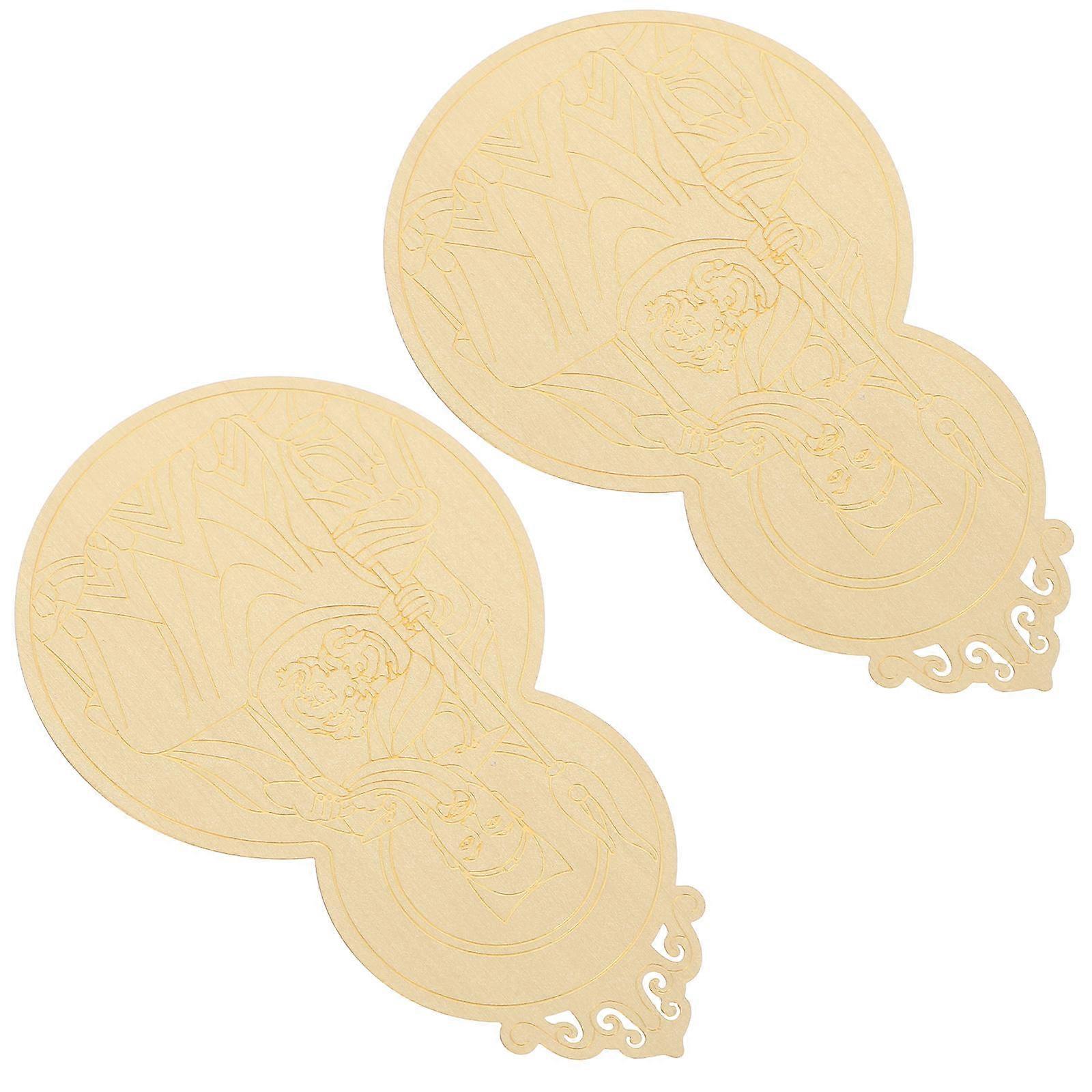 Copper Chinese Style Amulet Card for Luck 2Pcs Feng Shui Decor