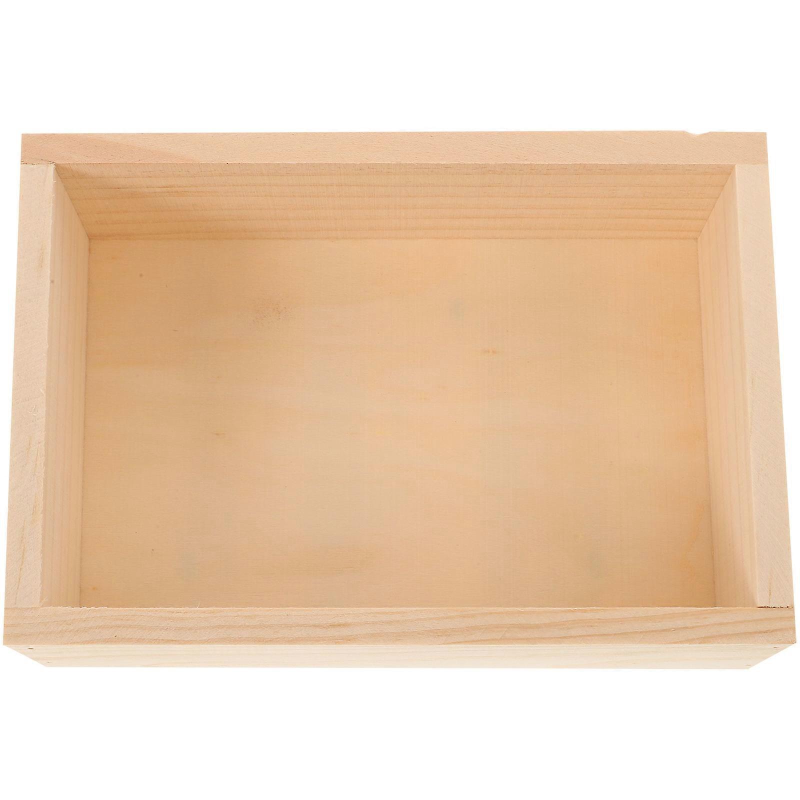 Succulent Pots Rectangular Wooden Flowerpot for Desktop Storage 2Pcs