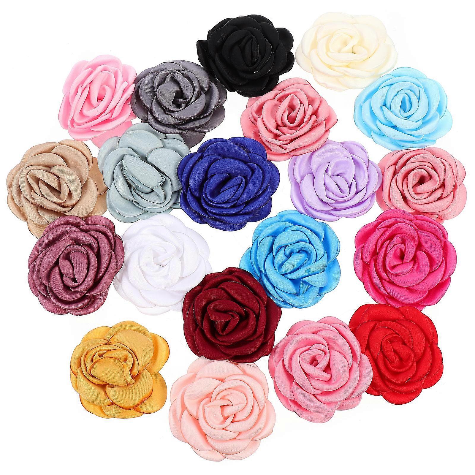 Pets Collar Flower Decor for Pet with 20Pcs Assorted Color Fabric Flowers
