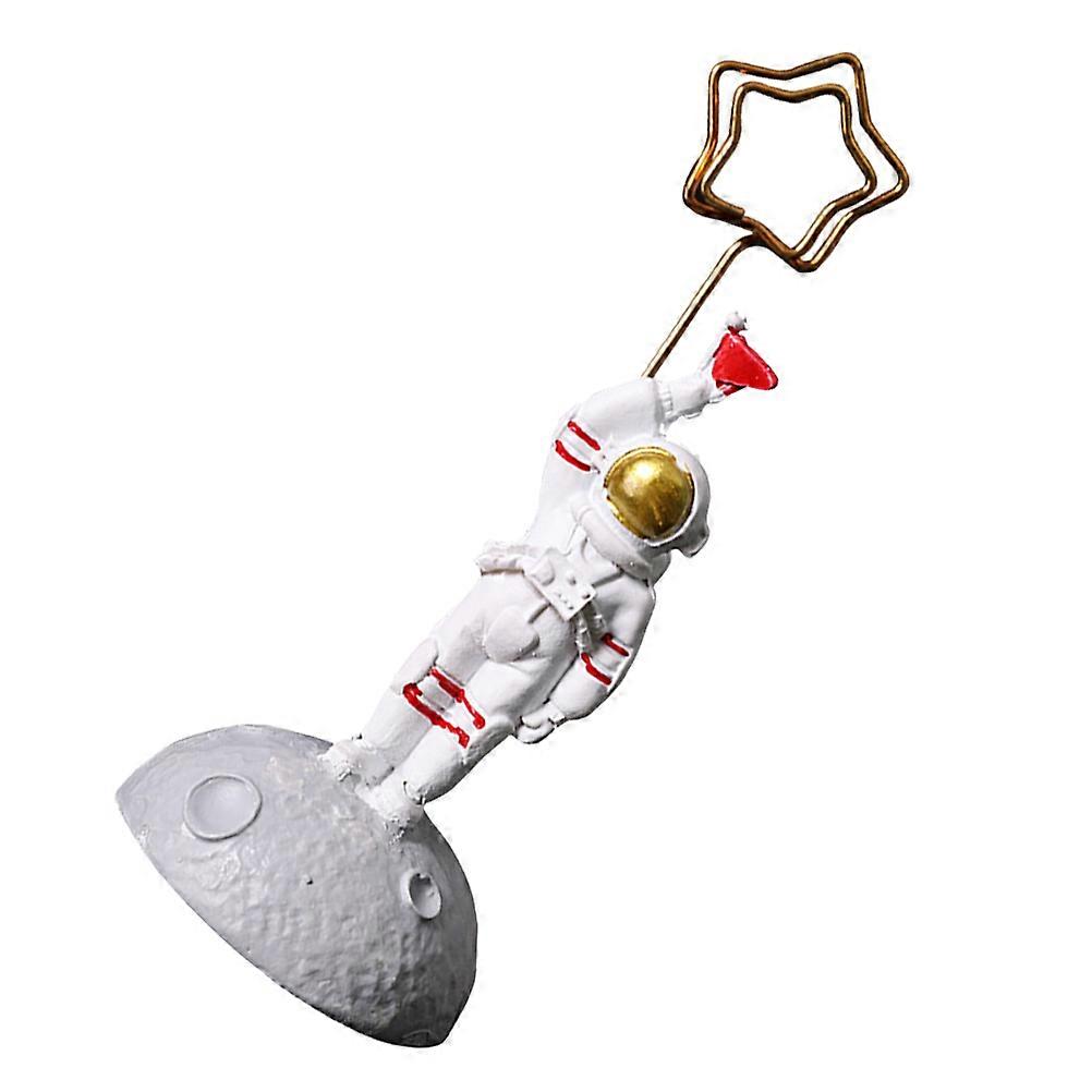 Spaceman Desk Photo Clip for Home Decor 3Pcs White Resin Statue Set