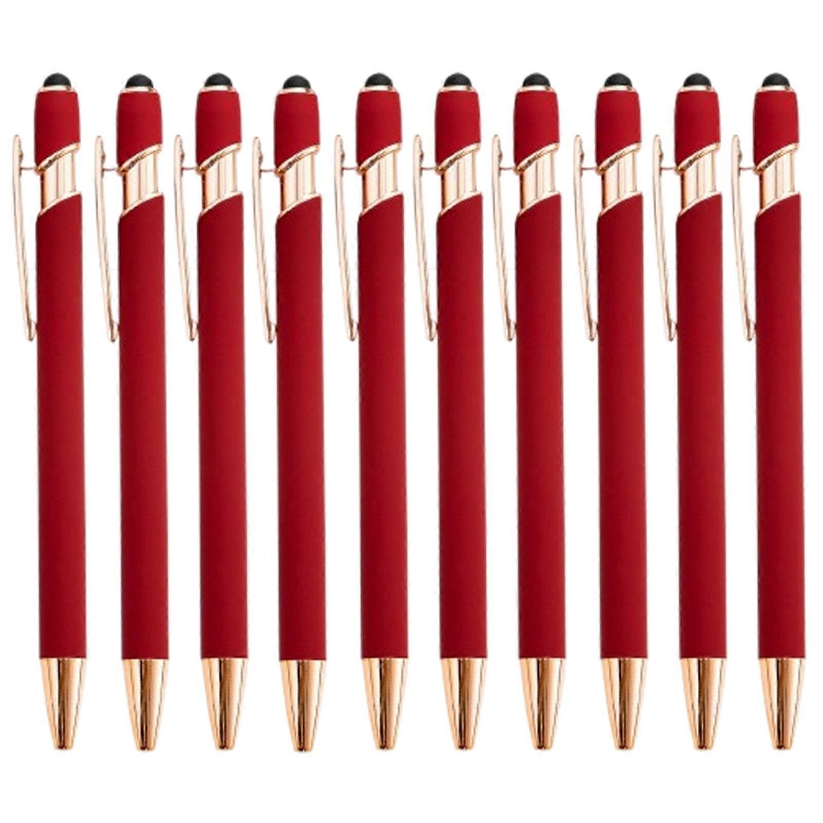 Bobasndm 12 Pack Rose Gold Ballpoint Pen with Stylus Tip, 1.0 mm Black Ink Smooth Writing Pens, Metal Stylus Pens for Touch Screens