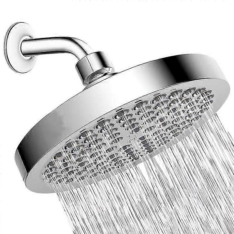 6-inch Fixed Shower Head Rainfall Swivel Ball Fixed Mount Abs Chrome Round