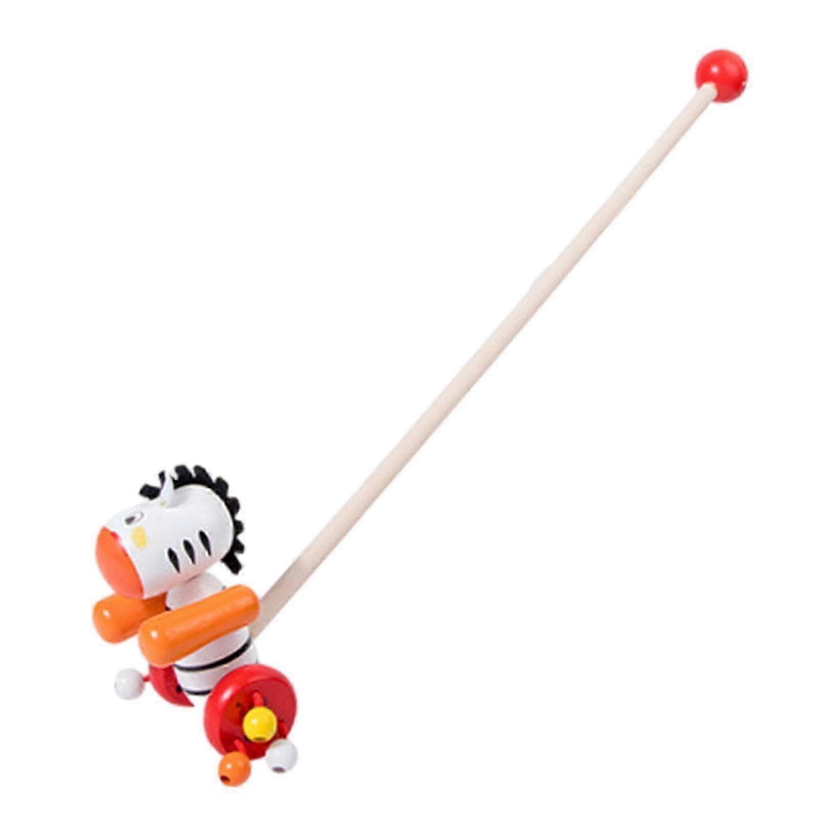 Wooden Push and Pull Toy for Toddlers, Zebra Design, Safe Natural Material,1-3 Years, Developmental Activity Toy