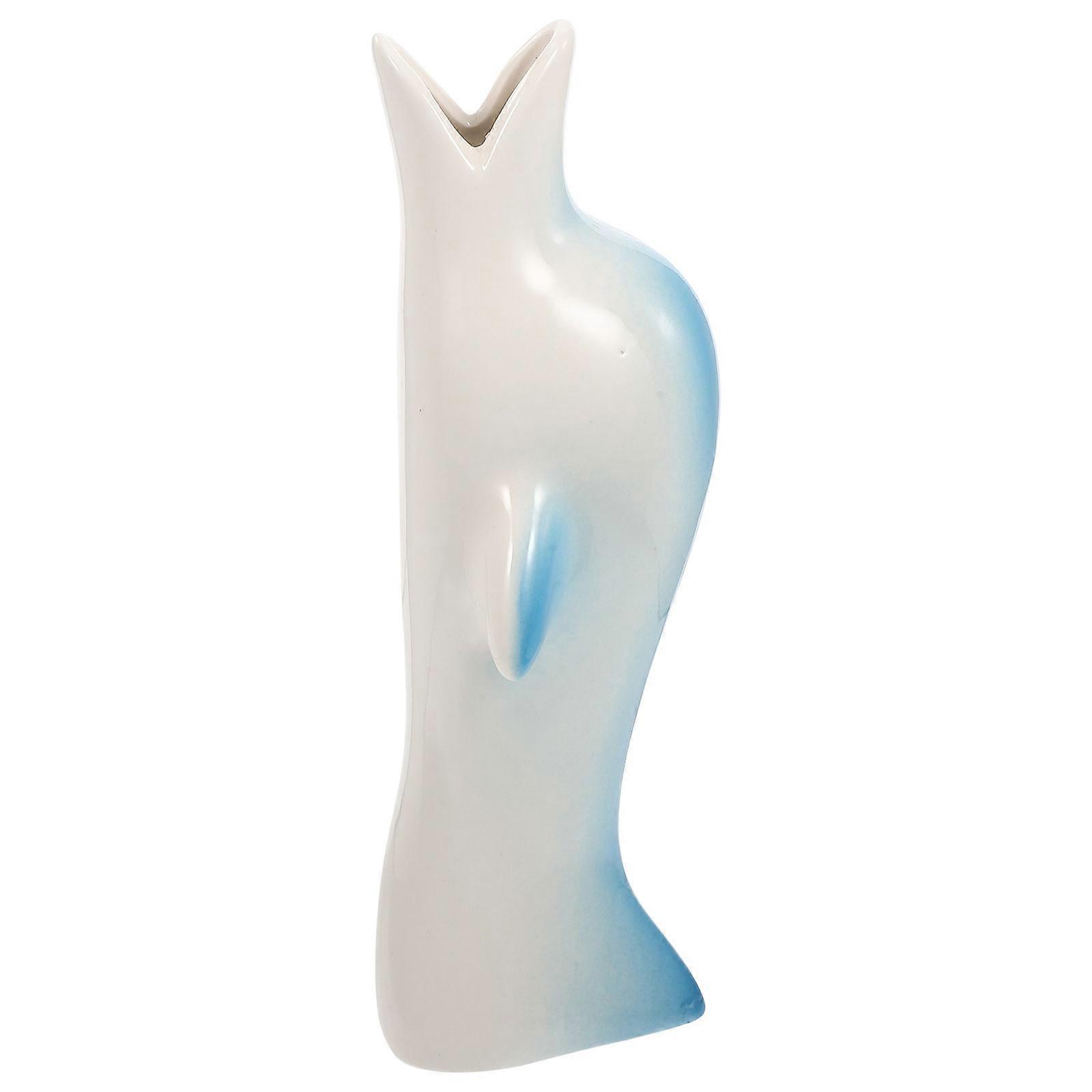 Dolphin Shape Ceramic Flower Vase Gradient Color for Home Decor