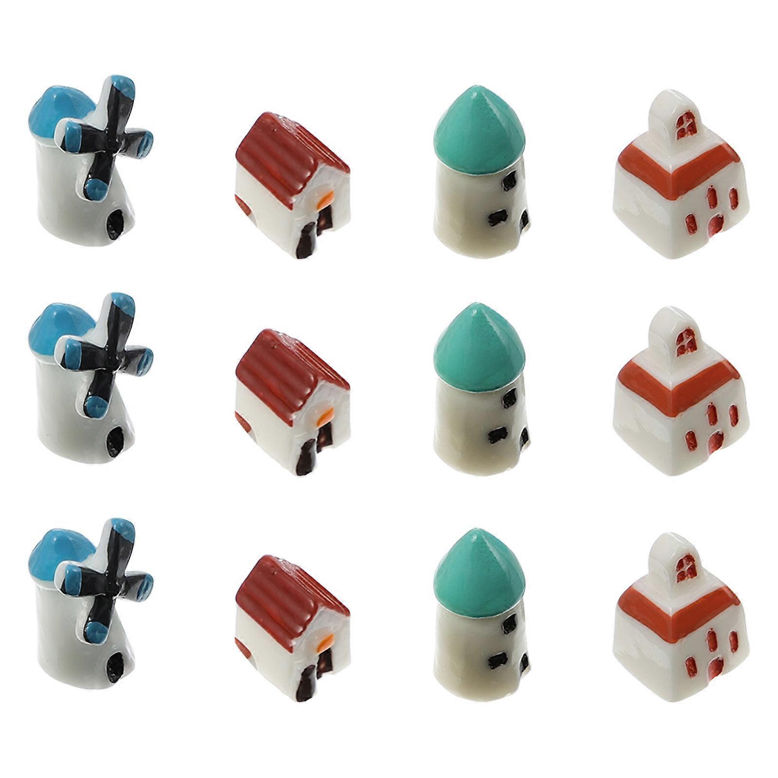 Miniature Windmill Figurines Resin Crafts for Decoration 12Pcs House Model
