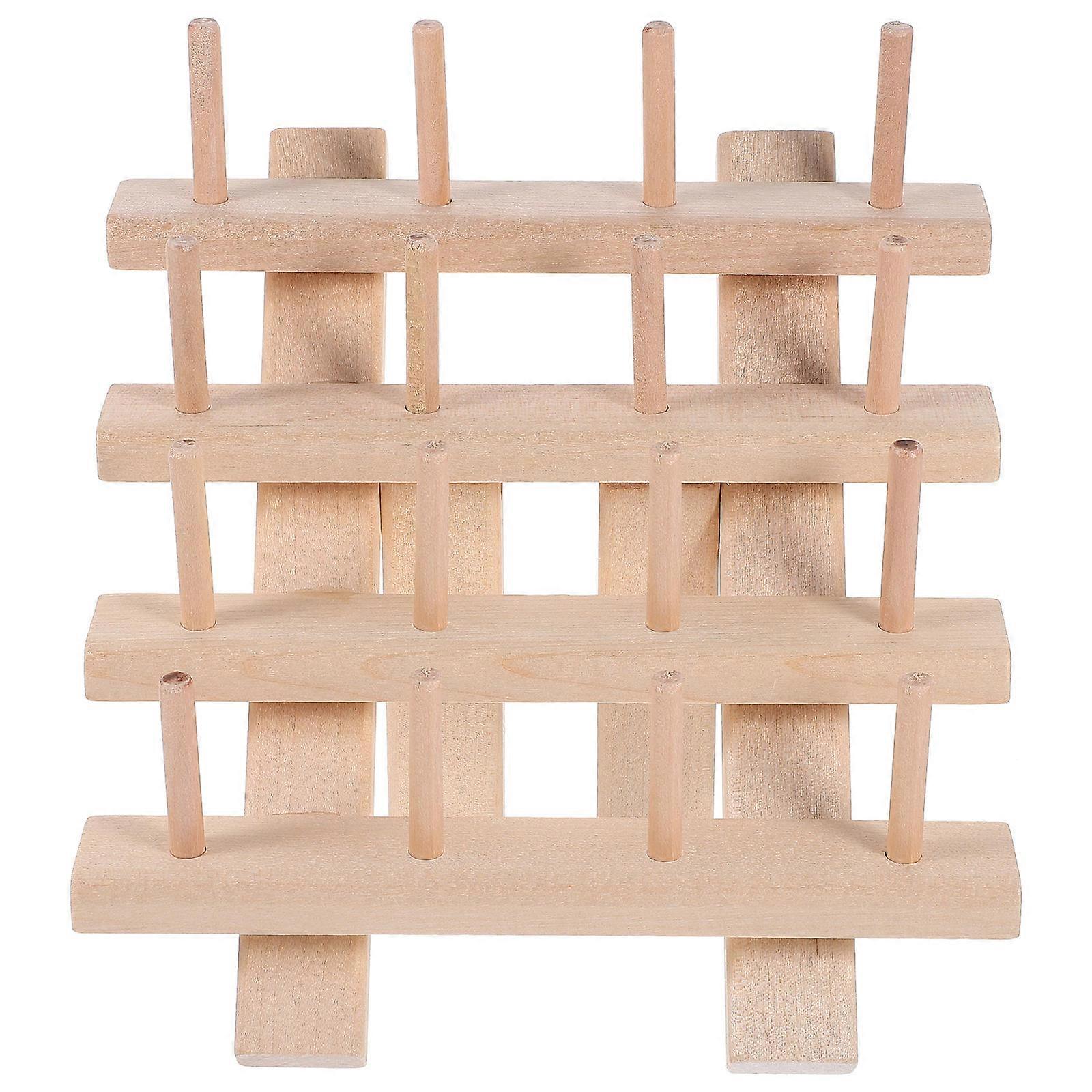 Folding Beech Wooden Bobbin Thread Rack for Sewing 3Pcs Organizer