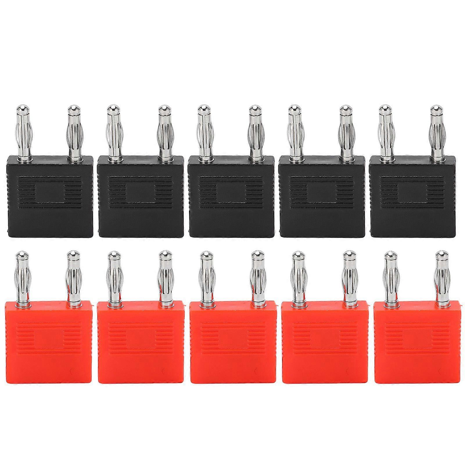 10Pcs Banana Dual Plug Strong Connectivity Good Electrical Conductivity Double Row 4mm 2 Way Banana Plug for Computers
