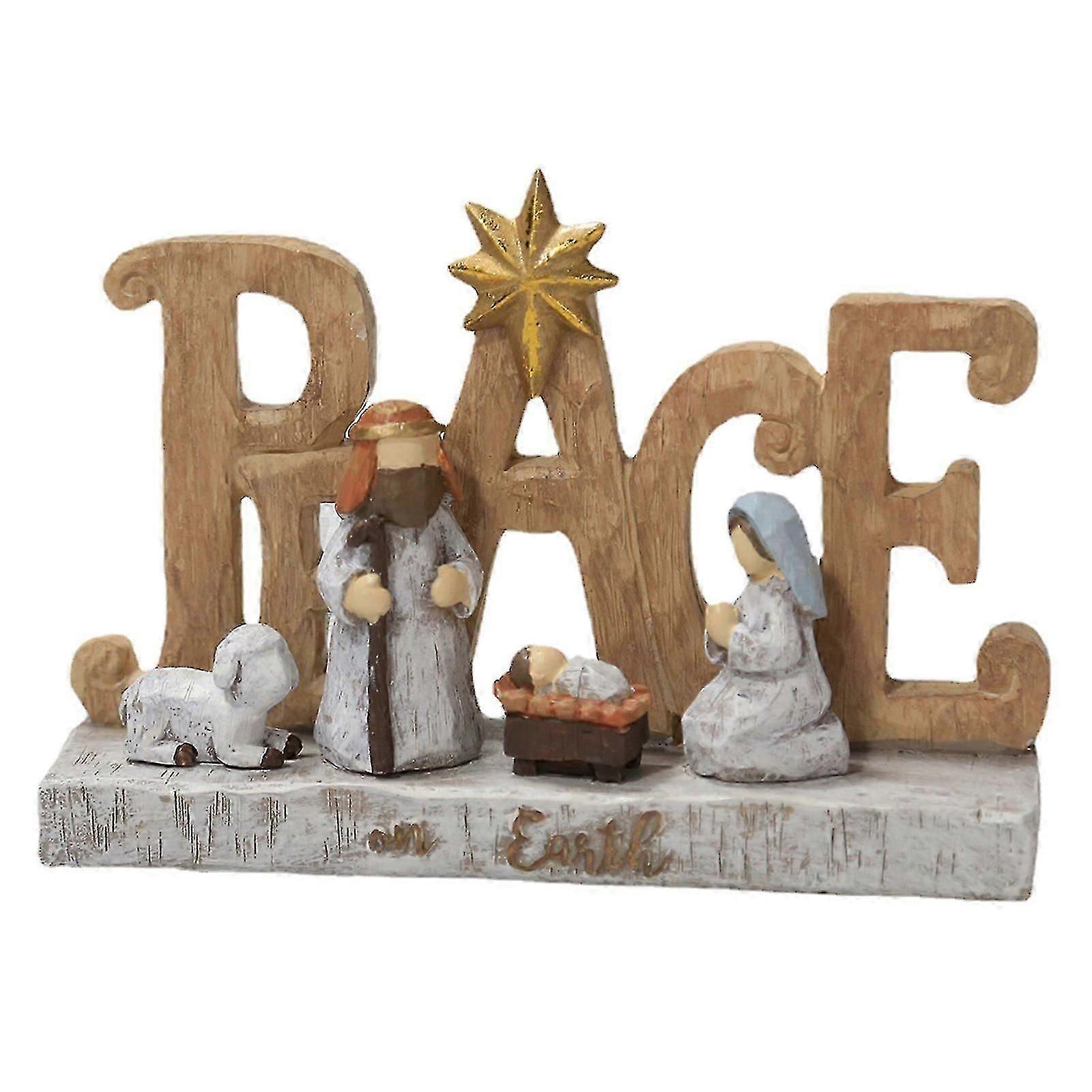 Peace Christ Nativity Resin Statue Scene Set Manger Holy Figure Statue Ornament