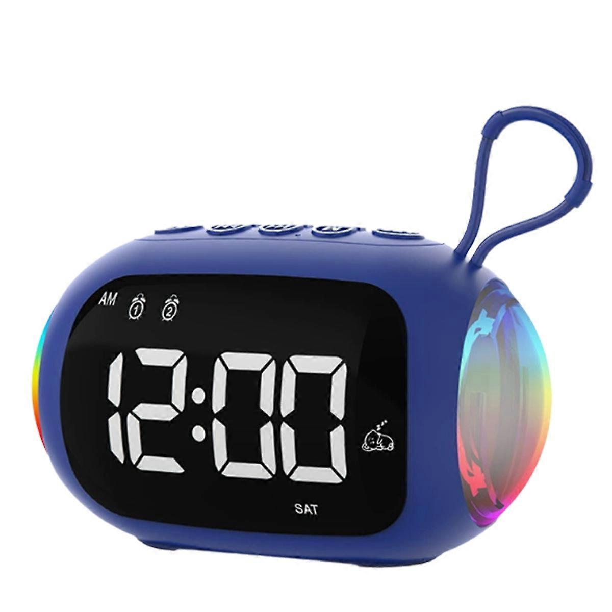 Alarm Clock FM Radio Bluetooth Speakers Colorful Light Subwoofer,A