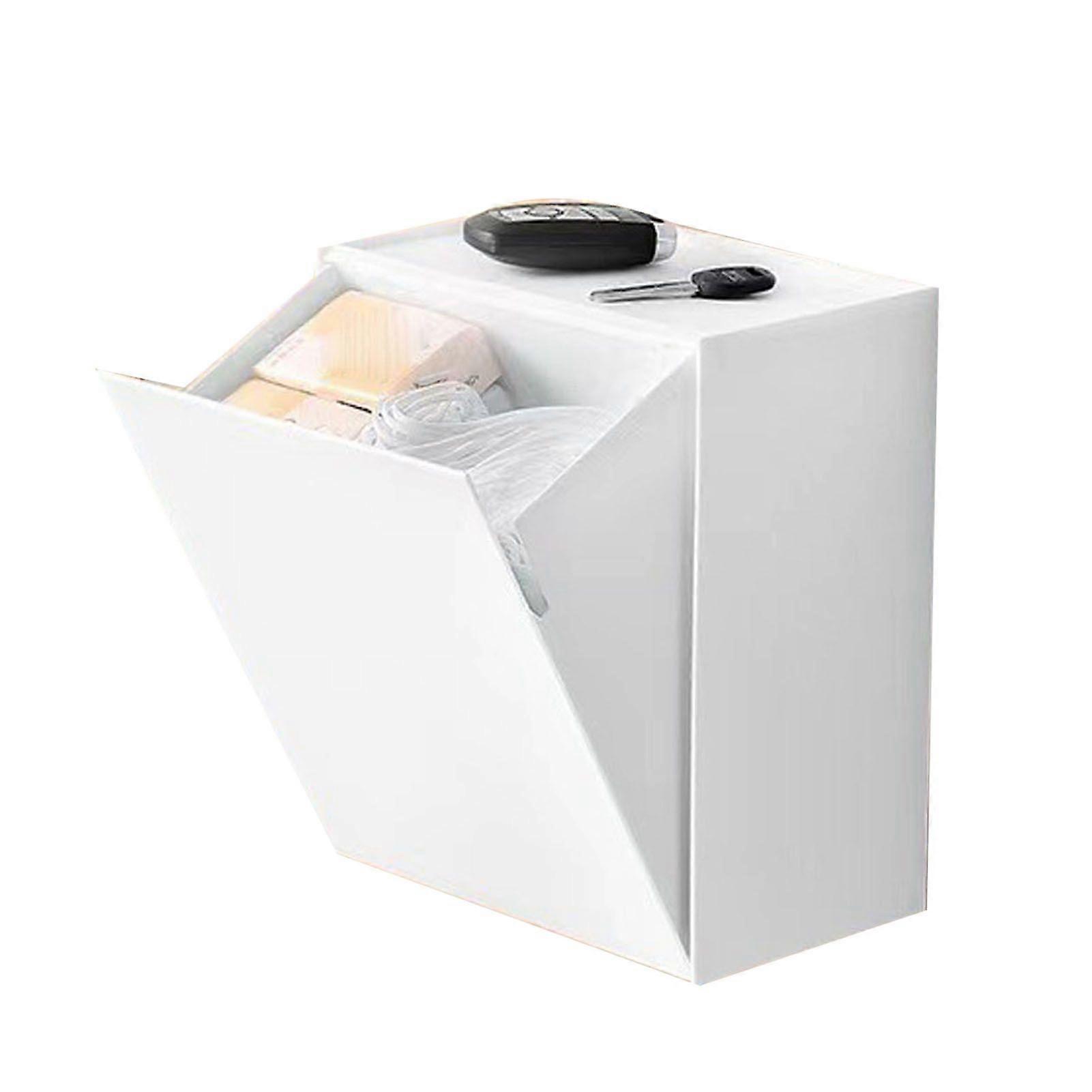 Wall Mounted Storage Box Flip Lid Design Space Saving Large Capacity Wall Mounted Storage Organizer Box for Cotton Swab Floss Tissue White