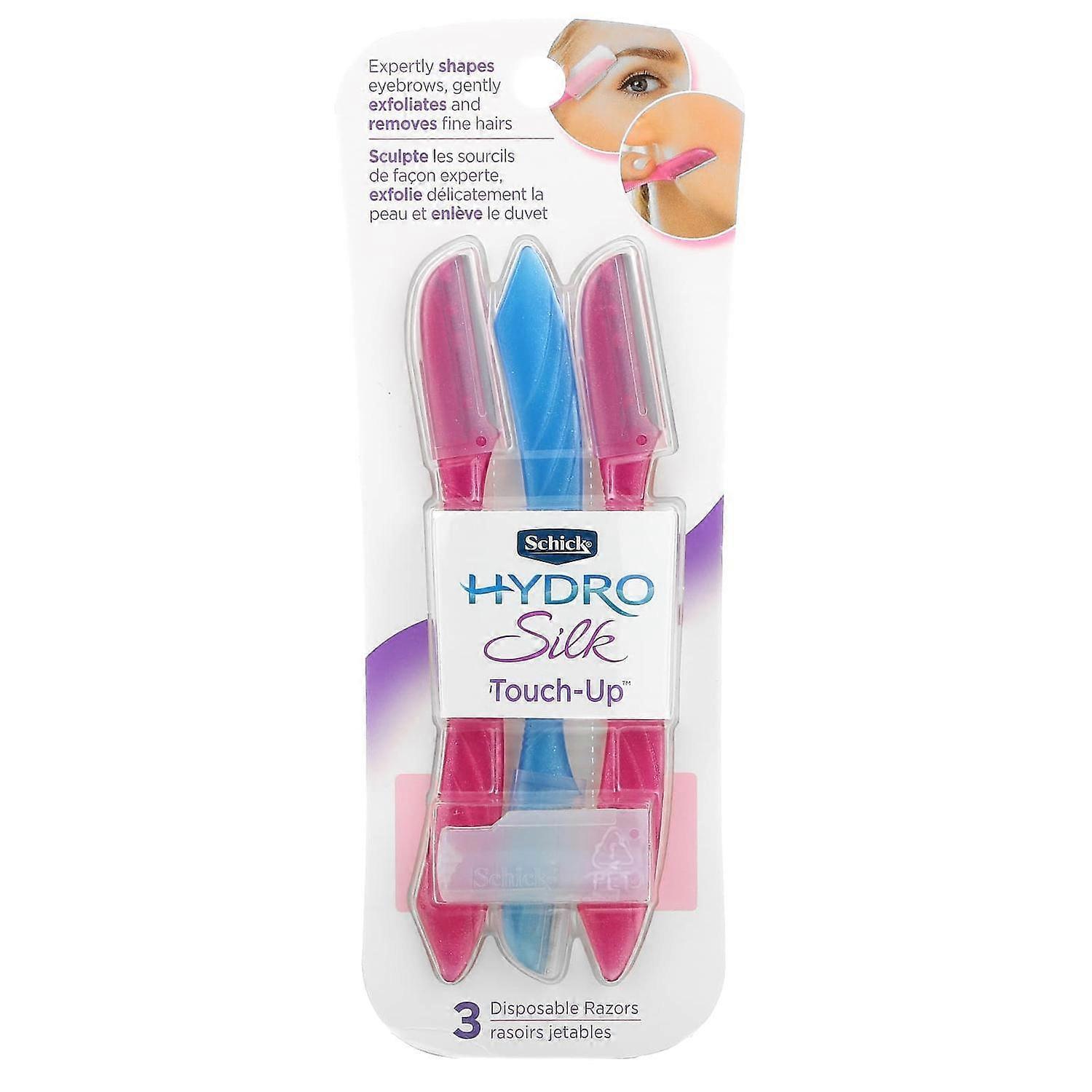 Schick, Hydro Silk Touch Up, Assorted Colors, 3 Disposable Razors