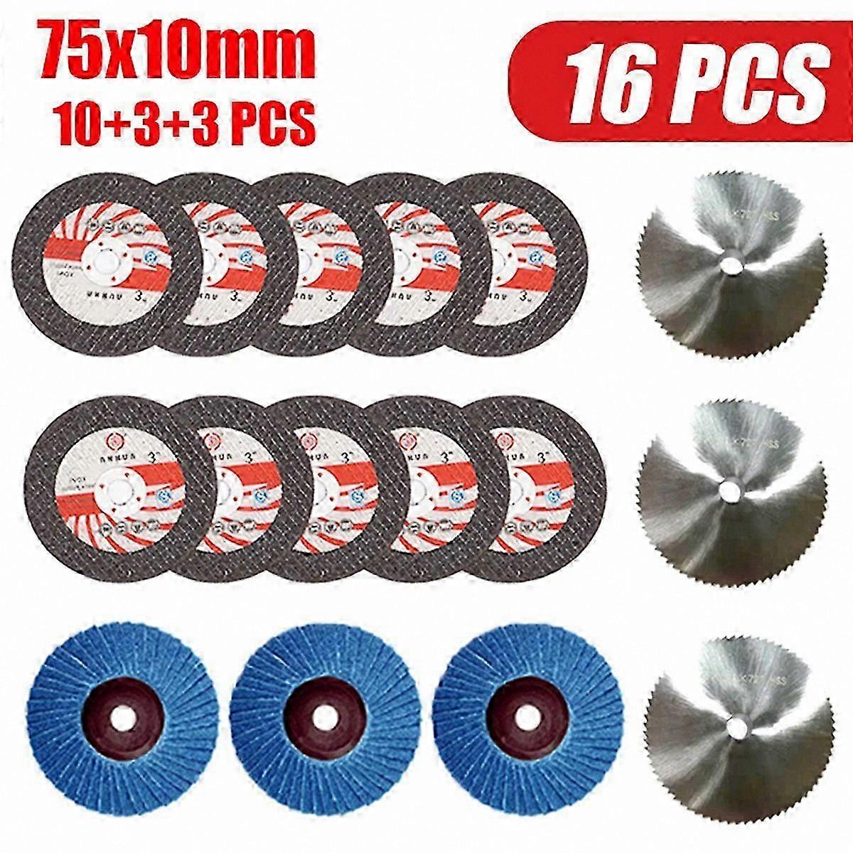 16-Piece 75x10mm Angle Grinding Wheel Set for Mini Angle Grinders