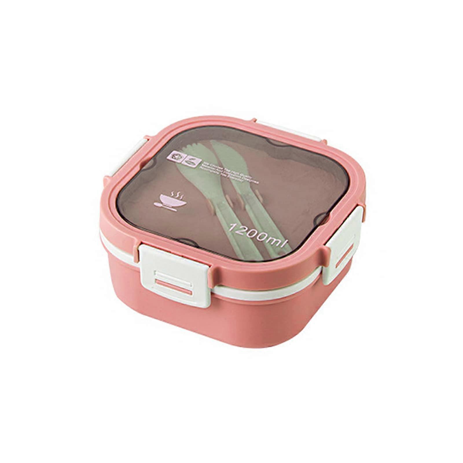 Bento Box For Adults 1200ml 4 Compartments With Fork LeakProof Pink Portable Lunch Box OnTheGo