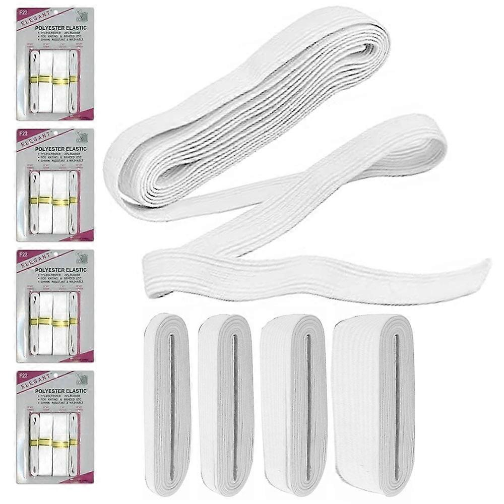 16 Polyester Elastic Bands Assorted Size White Sewing Stretchy Waistband Knitted