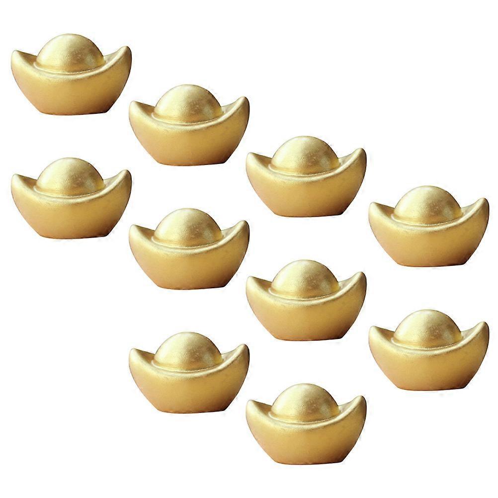 Golden Resin Simulation Ingots Yuan Bao Statues for Decoration 20Pcs