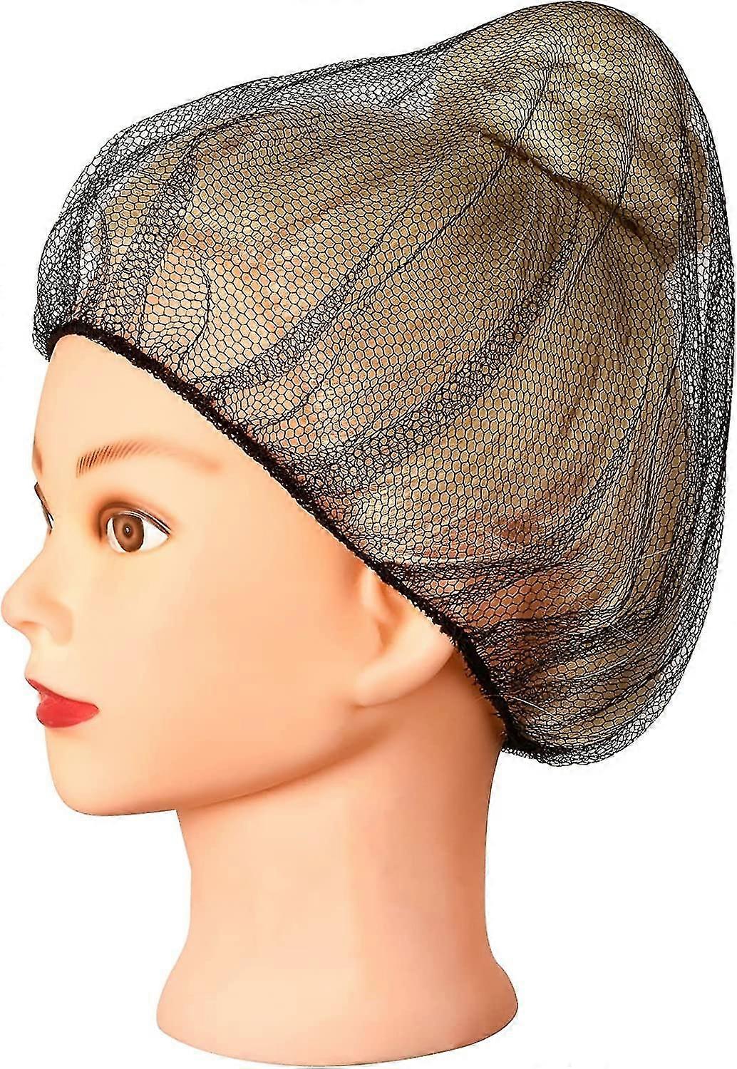 ナイロンヘアネットブラック24インチ、耐久性のあるヘアネットフードサービス。睡眠/乗馬/商業/女性と男性のための100pcs使い捨てヘアネット。