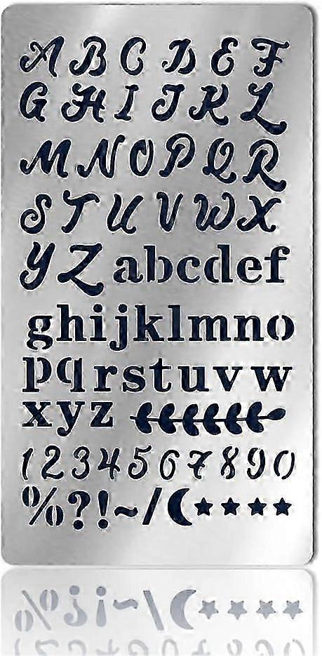 Matte Stainless Steel Alphabet Stencil with Leaf Design for Journaling and Scrapbooking Projects