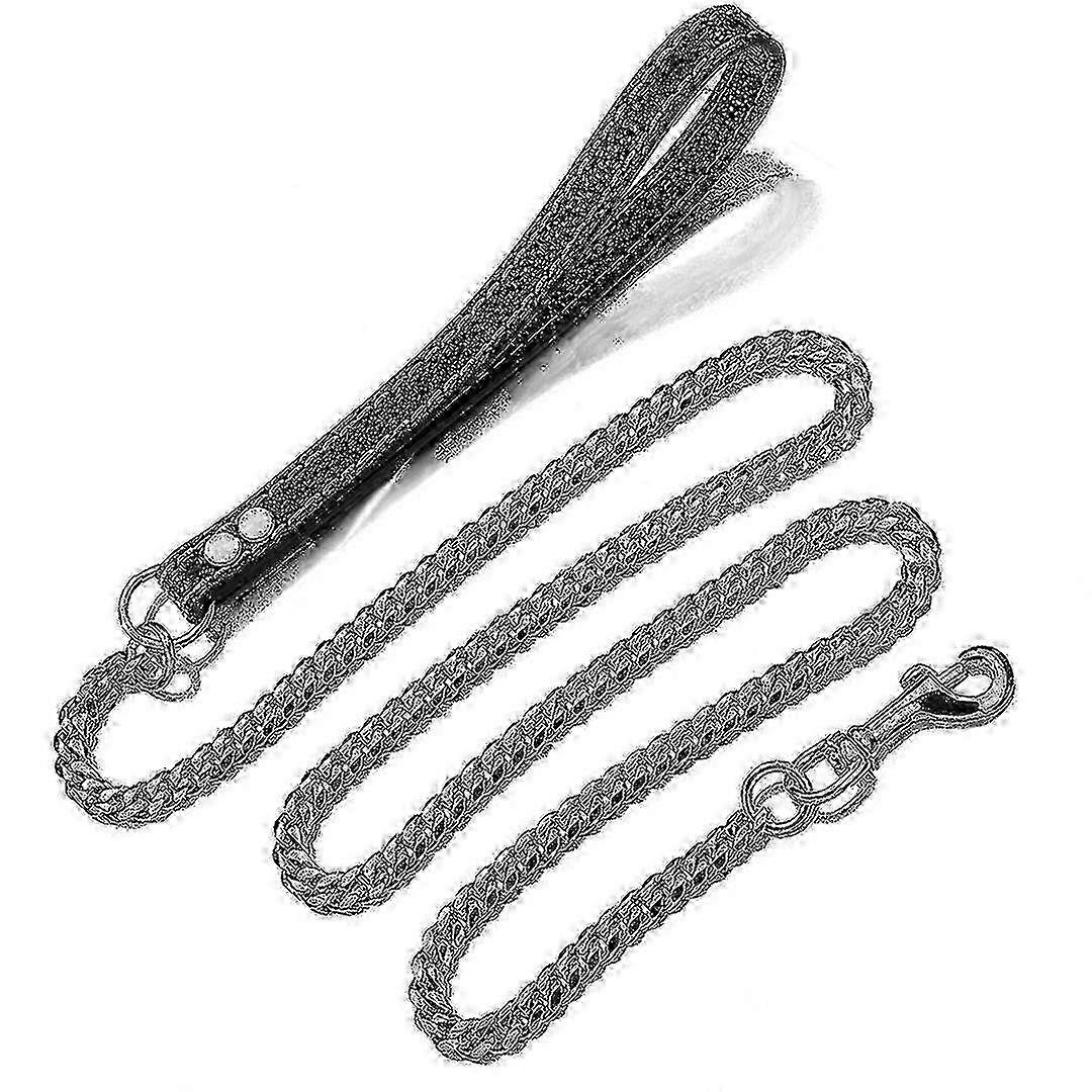 Coleira de metal resistente para cães com alça acolchoada 2025