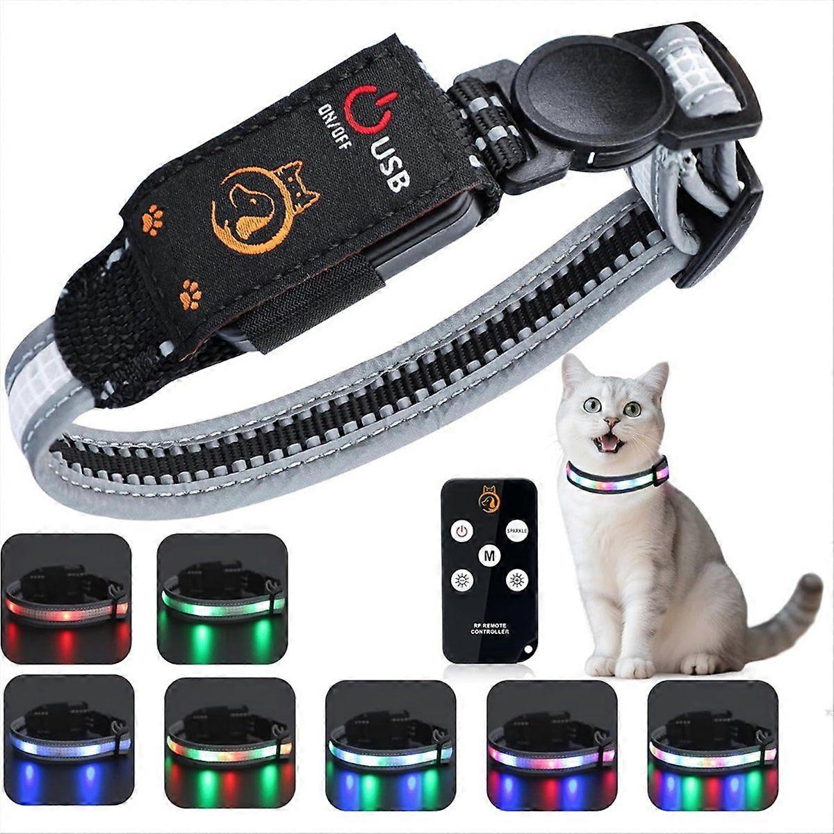 Cat Collar,Lighted Cat Collars for Night,Rechargeable Waterproof LED Cat Collar with Remote,Dog Lig